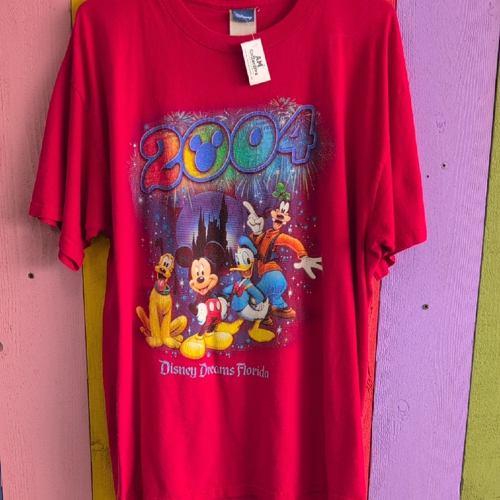 Disney Red Short Sleeve Tee with Commemorative Graphic
